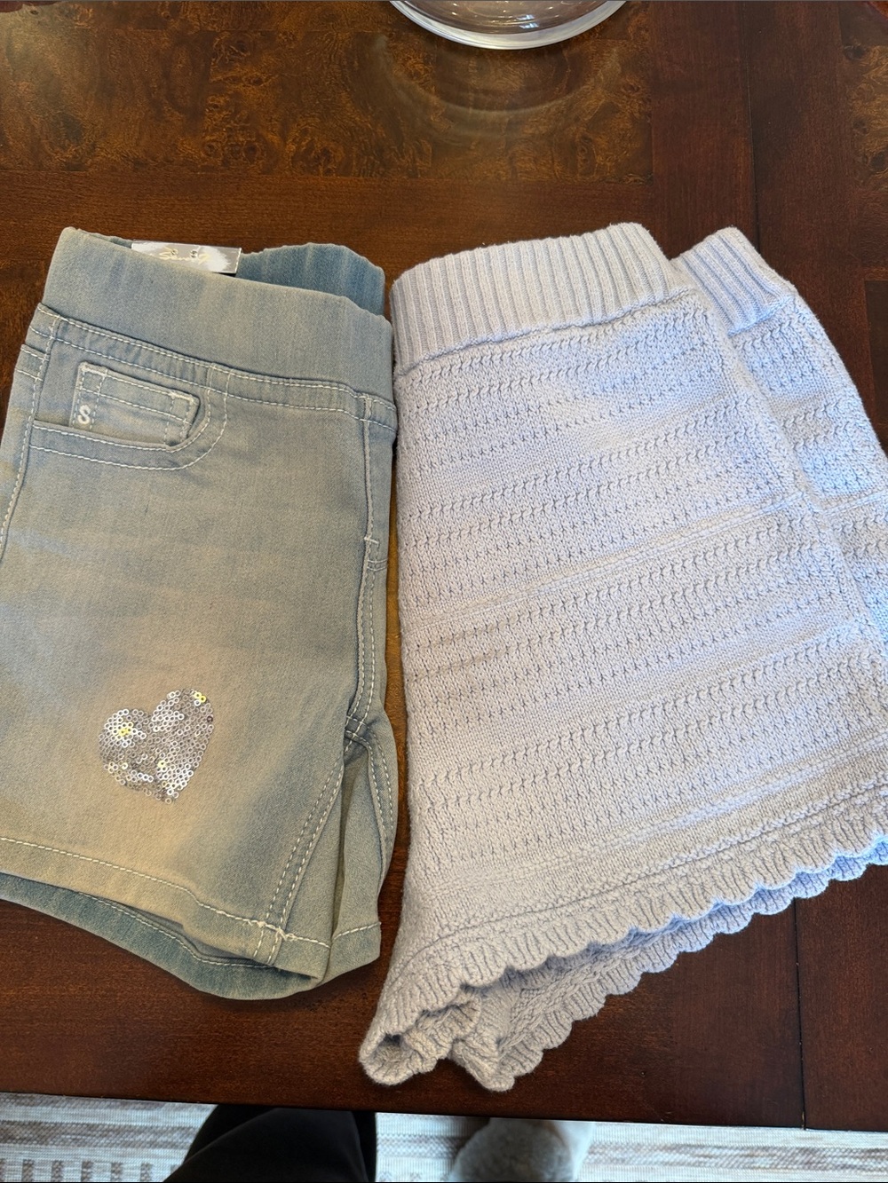 abercrombie kids Light Blue Knit Skort & Denim-Style Shorts Set